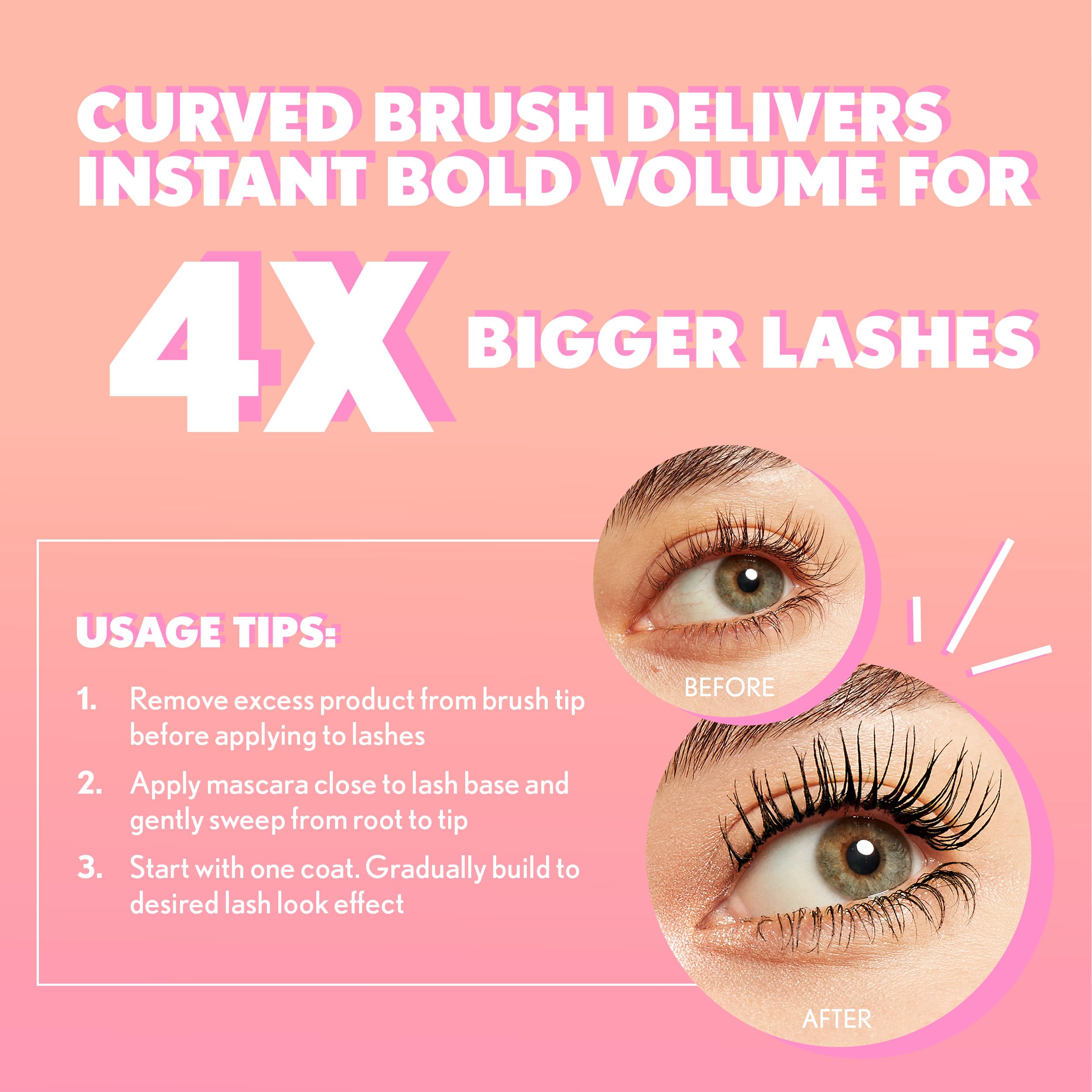 CoverGirl Eye Enhancer, Intense Black, 3D Mascara, Curved Fiber Brush, Plant-Based Lifting Wax, For All Lash Types, 24-Hour Wear, Transfer-Proof, Flake-Free, 0.30oz